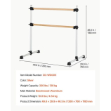 Tanja balett rúd, dupla bükkfa rúd otthonra, szabadon álló hordozható balett nyújtó táncrudak, állítható magasságú, billegésgátló fitnesz edzőtermi felszerelés, Pilates egyensúlyi edzéshez