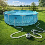 INTEX METAL FRAME BEACHSIDE Medence 305 × 76 cm szűrőrendszerrel 12V 28208GN