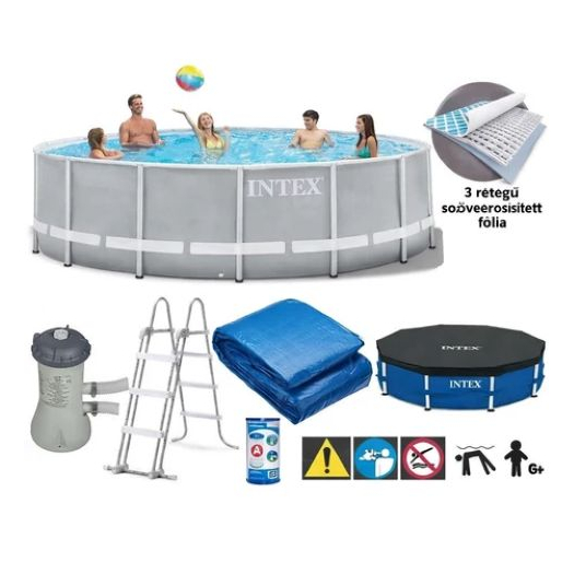 Vízforgatós medence szett, fémvázas 457x107 cm - INTEX PRISM FRAME POOL 26724