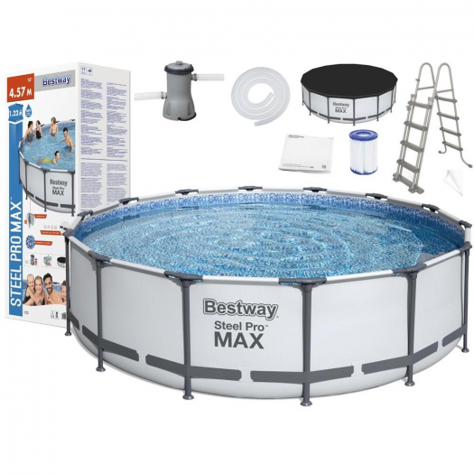 Medence papírszűrős vízforgatóval 457x122 cm BESTWAY 56438 Steel Pro