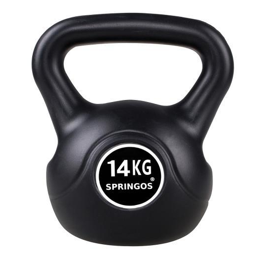 Füles súlyzó - Kettlebell, műanyag, 14 kg