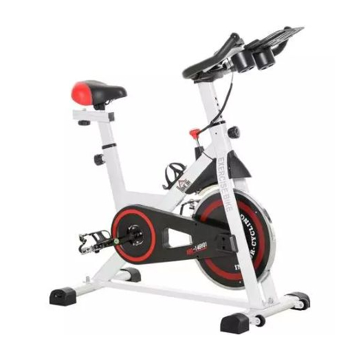 Homcom fitnesz kerékpár, 7 szint, LCD kijelző, 103 x 53 x 110-114 cm, fehér-fekete