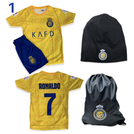 Ronaldo Al Nassr Csomagajánlat Gyermekeknek: Mezgarnitúra + Tornazsák + Sapka