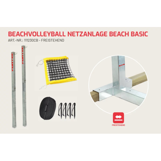 Strandröplabda hálórendszer Beach Basic 8,5 m (szabadon álló)
