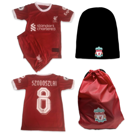 Szoboszlai Liverpool Csomagajánlat Gyermekeknek: Mezgarnitúra + Tornazsák + Sapka