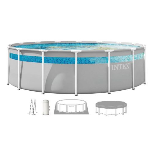 INTEX PRISM FRAME CLEARVIEW Kör alakú medence 427x107 cm szűrőrendszerrel 220-240V 26722ND