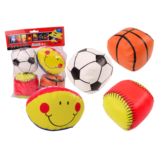 Puha sportlabdák, kosárlabda, rögbi, amerikai foci, baseball, 4 darabos szett.