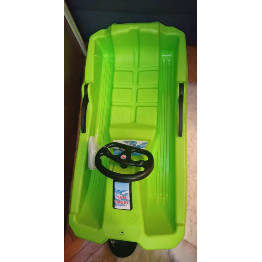 Műanyag csúszó szánkó  bob kormányos zöld 1 db készleten