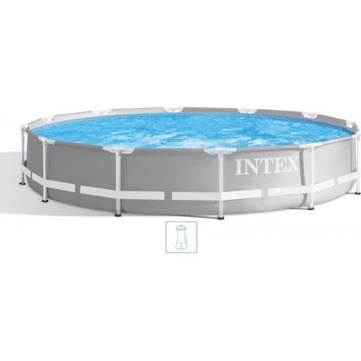 INTEX PRISM FRAME Kör alakú medence 366 x 76 cm szűrőrendszerrel 12V 26712GN