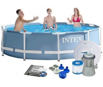 VÍZFORGATÓS MEDENCE SZETT, FÉMVÁZAS 305X76 CM INTEX PRISM FRAME POOL 26702