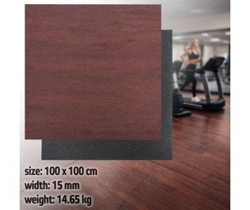 Súlyzószőnyeg inSPORTline Luxteko Flat 100x100x1,5 cm, védi a padlót a sérülésektől, vízálló, könnyű karbantartás - fa