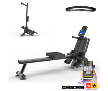 Evezőgép inSPORTline Yukona, mágnesfékes, állitható, elektromos, mágnesfékes, 16 terhelési szint, max 110kg, max 185cm, pulzus, HRC, súly 20kg